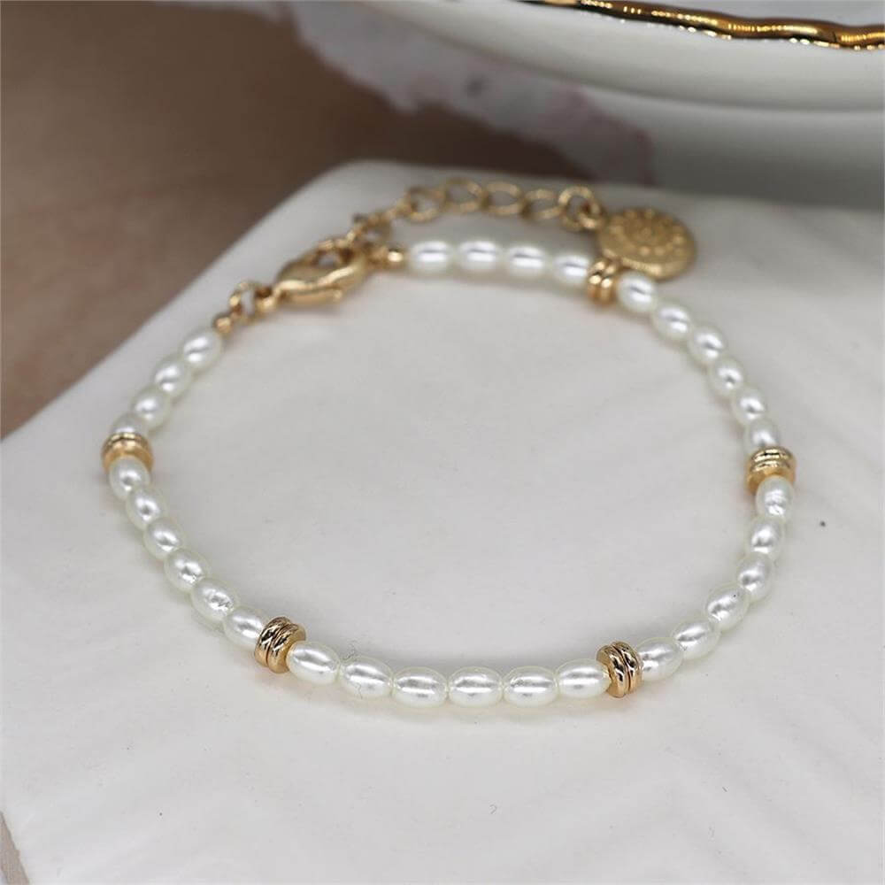Peace of Mind Seed Pearl & Gold Spacer Bracelet